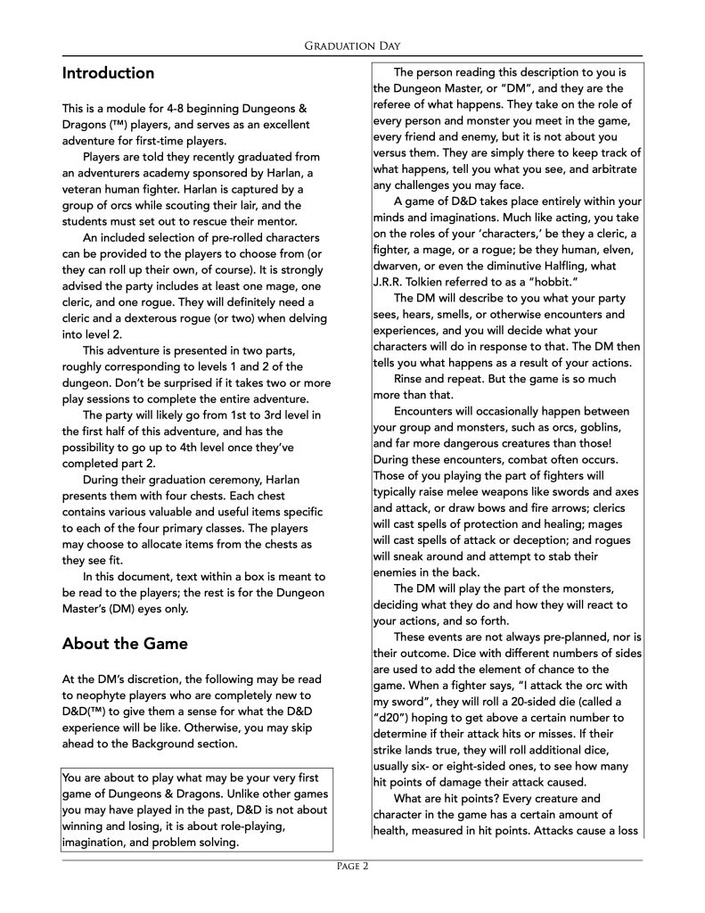 Graduation Day, pg 2, Introduction