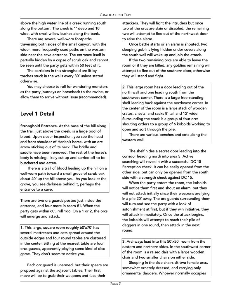 Graduation Day, pg 5, Level 1